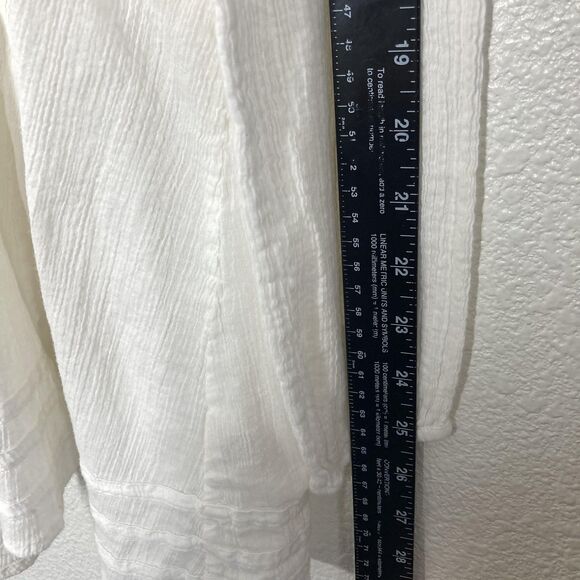 Free People Shirt Womens Large cream Boho Peasant Tunic Embroidered Beaded - Picture 10 of 16